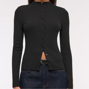 Women Black Button-Up Shirt Abercrombie and fitch